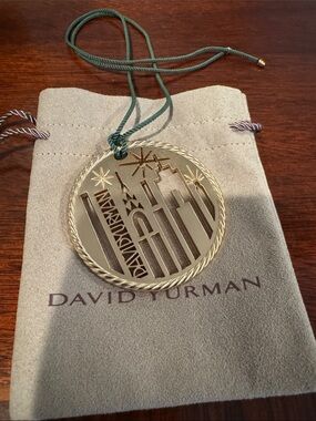David Yurman Gold Medallion Ornament on Green Cord
